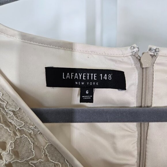 LAFAYETTE 148 NEW YORK  essie sheath lace mini dress sleeveless V-neck Sz 6 - Picture 8 of 9